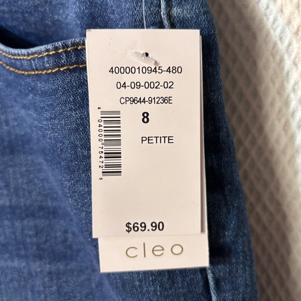 CLEO Sz 8P Sofia Straight Leg Mid Dark Wash Embroidered Blue Jeans NEW WITH TAGS - Picture 4 of 13
